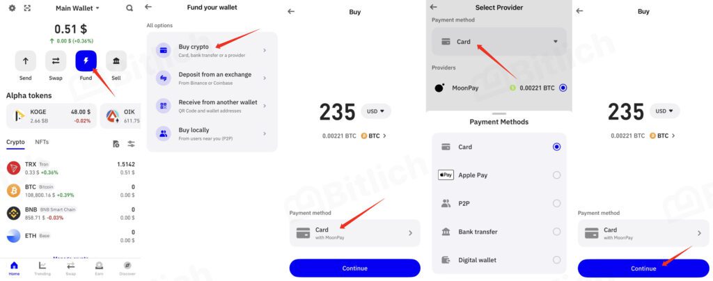 Buy with a card Trust Wallet