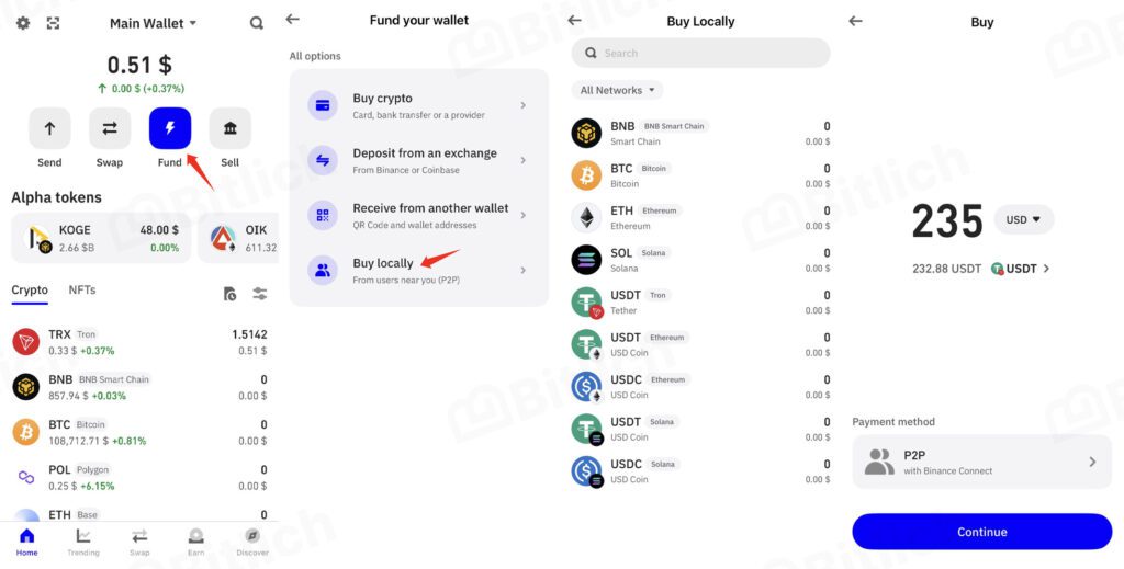 Local purchase (P2P) Trust Wallet