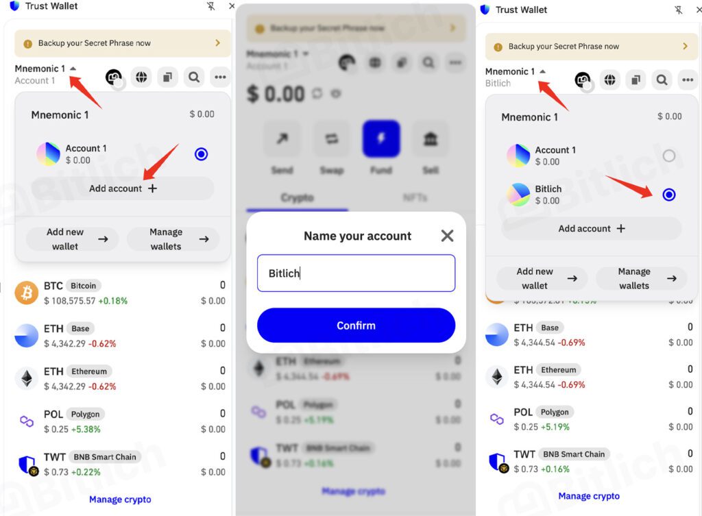 Multi-Account (browser extension) Trust Wallet