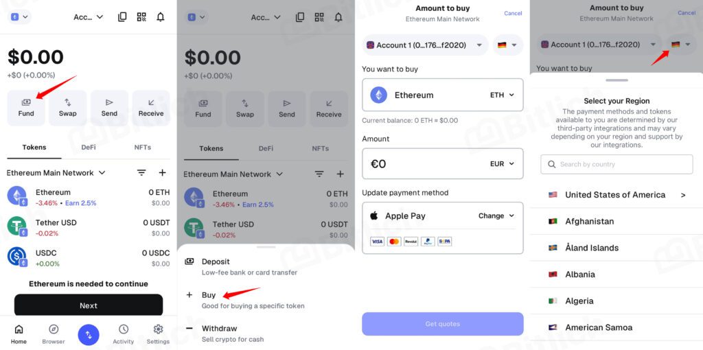Buy crypto with a card directly in the app Metamask