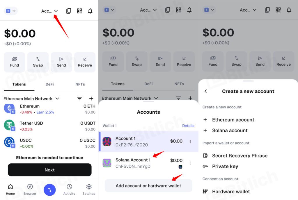 Accounts in Ethereum and Solana