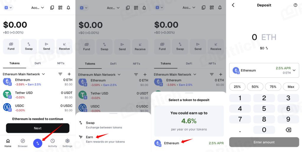Earn — staking and rewards Metamask