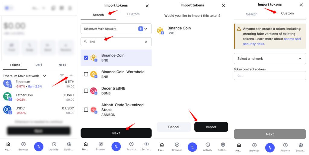 Custom tokens in MetaMask