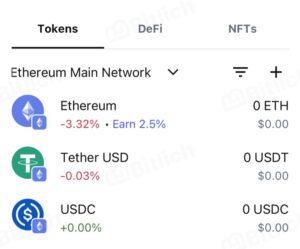 Main screen overview in MetaMask